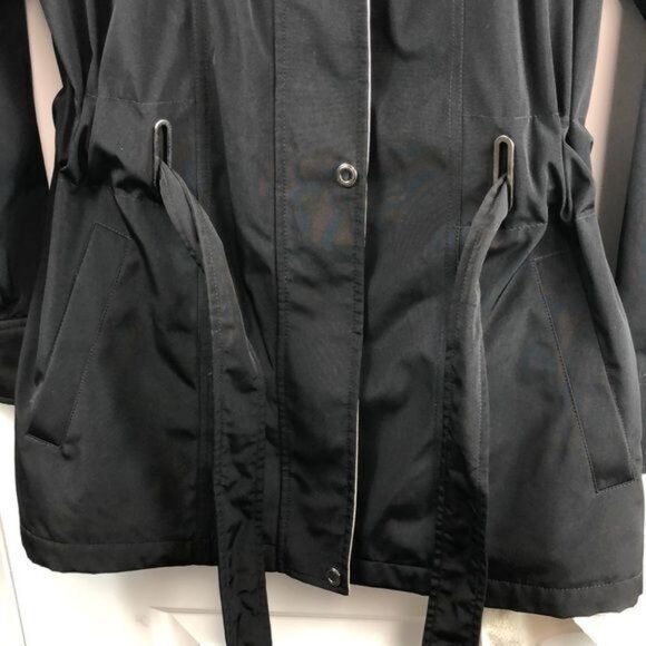 Liz Claiborne jacket all weather black and tan belted zip & button size small - Picture 4 of 12